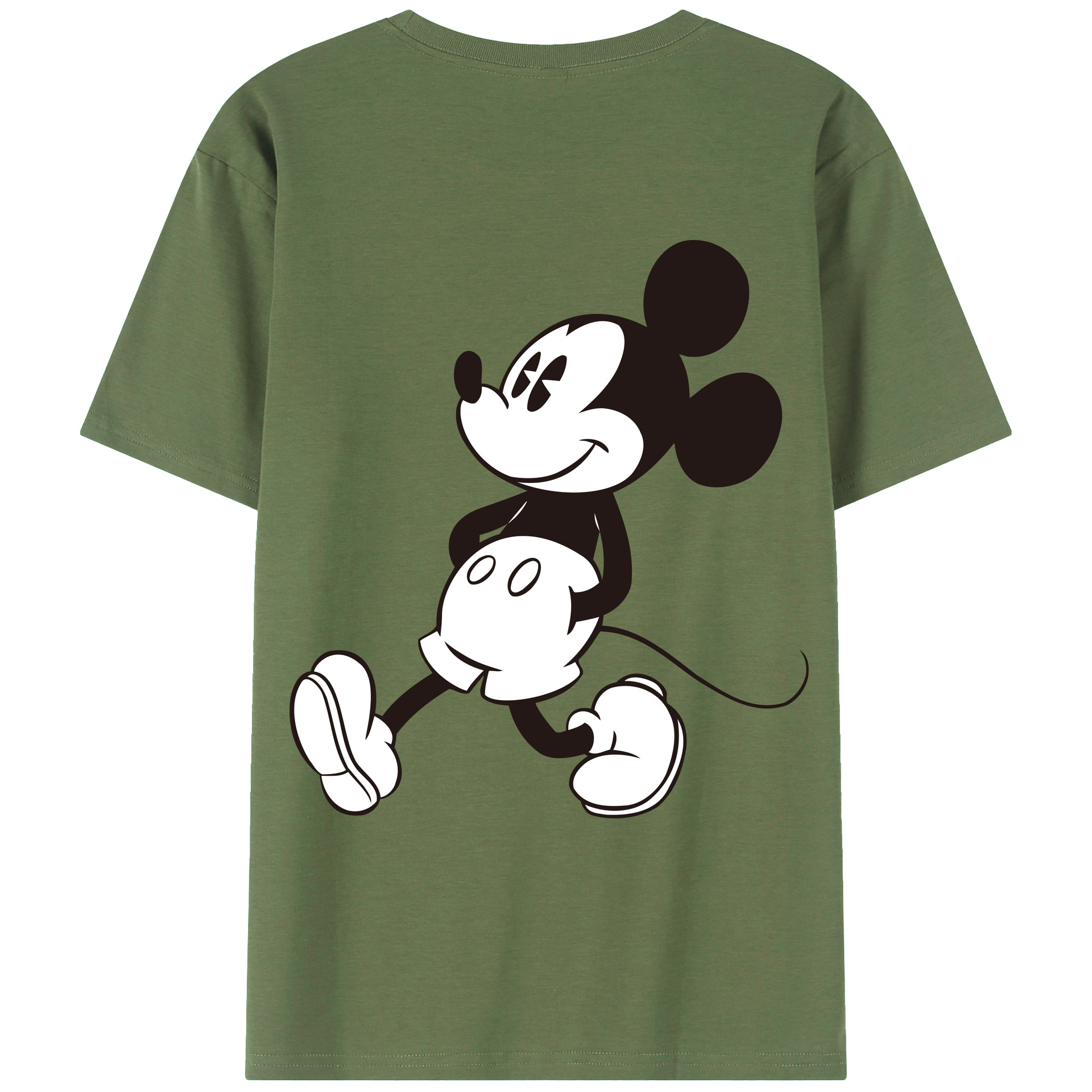 ミッキーマウス Mickey Mouse 綿100％ メンズ半袖Tシャツ（バックプリント） 通気性